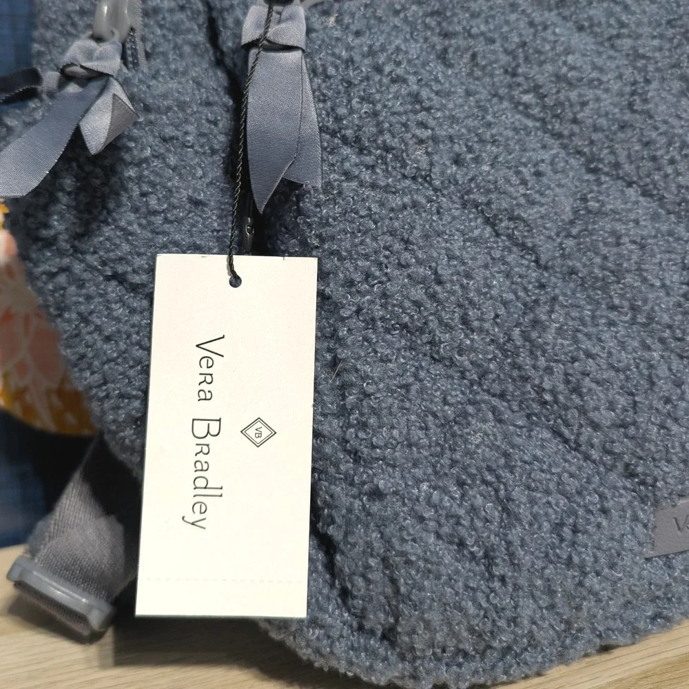 NEW Vera Bradley Sherpa Fleece Quilted Small Backpack Blue